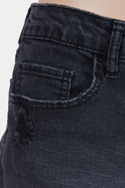 Assorted Brands Black Hi Rise Distressed Denim Shorts