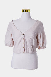 KOOKAI Dusty Pink Crop Button Down Top