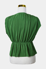 ZARA Green Gathered Waist Pleat Top