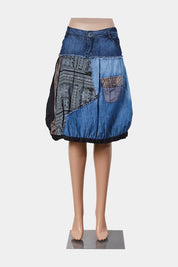 DESIGUAL Blue Denim Patchwork Skirt