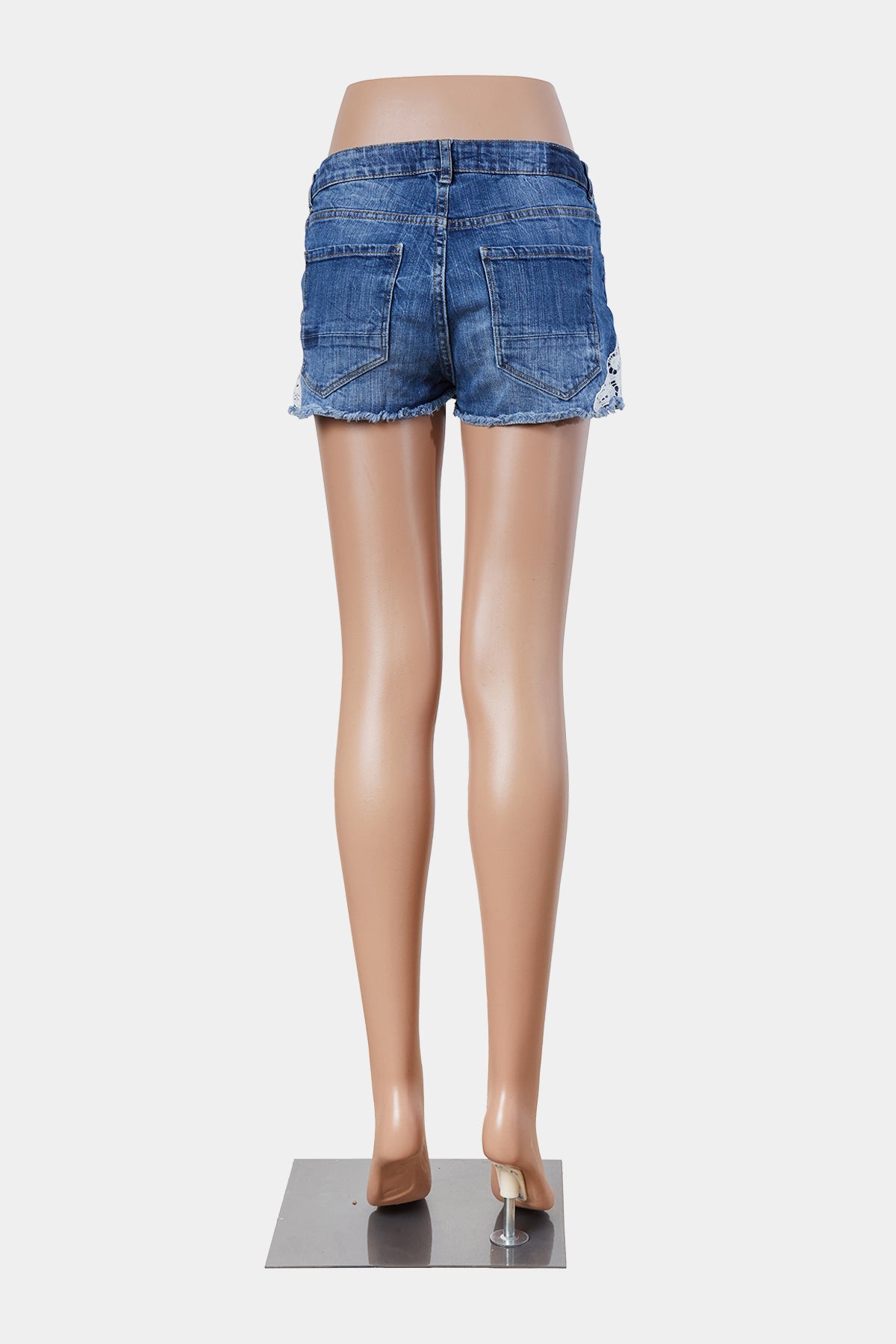 Detroit Denim Blue Lace Detail Denim Shorts