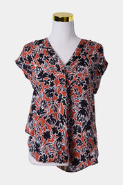 WITCHERY Orange and Black Pattern Sleeveless Blouse