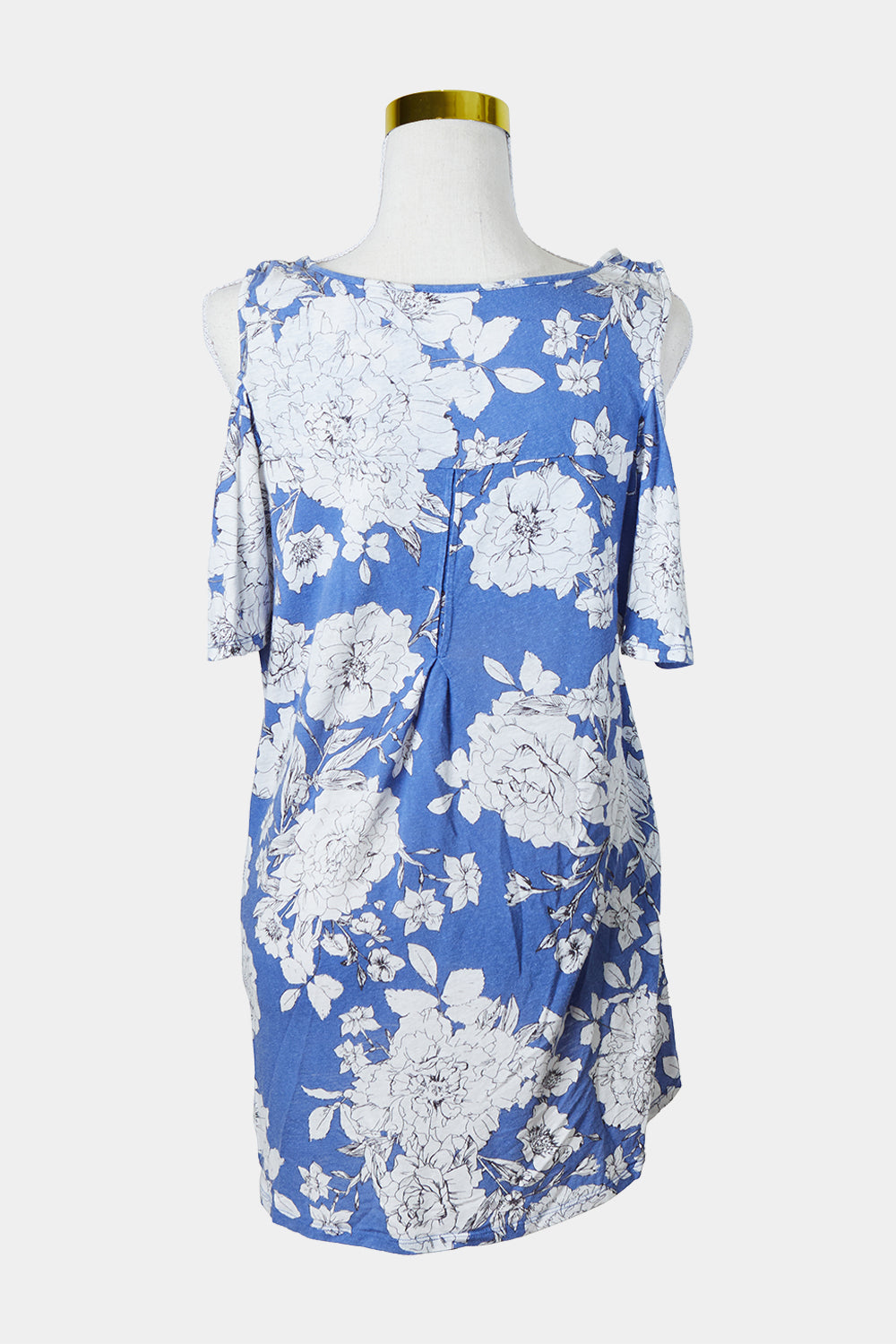 WITCHERY Blue and White Floral Swing Top