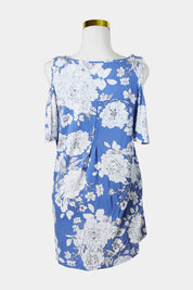 WITCHERY Blue and White Floral Swing Top