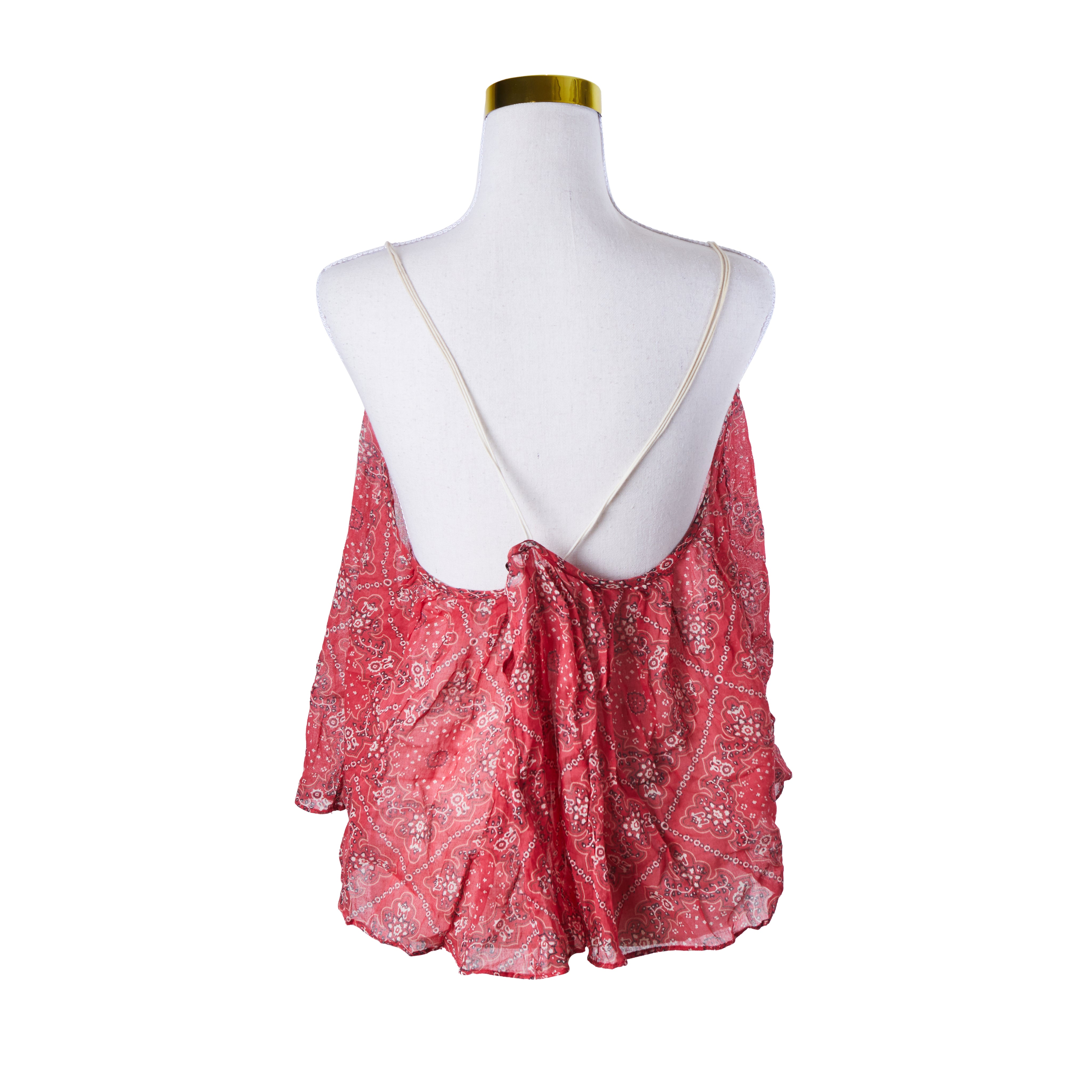 Isabel Marant Etoile Red Paisley Loose Spaghetti Strap Blouse
