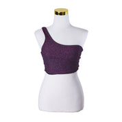 KOOKAI Purple and Black Sparkle One Shoulder Crop Top