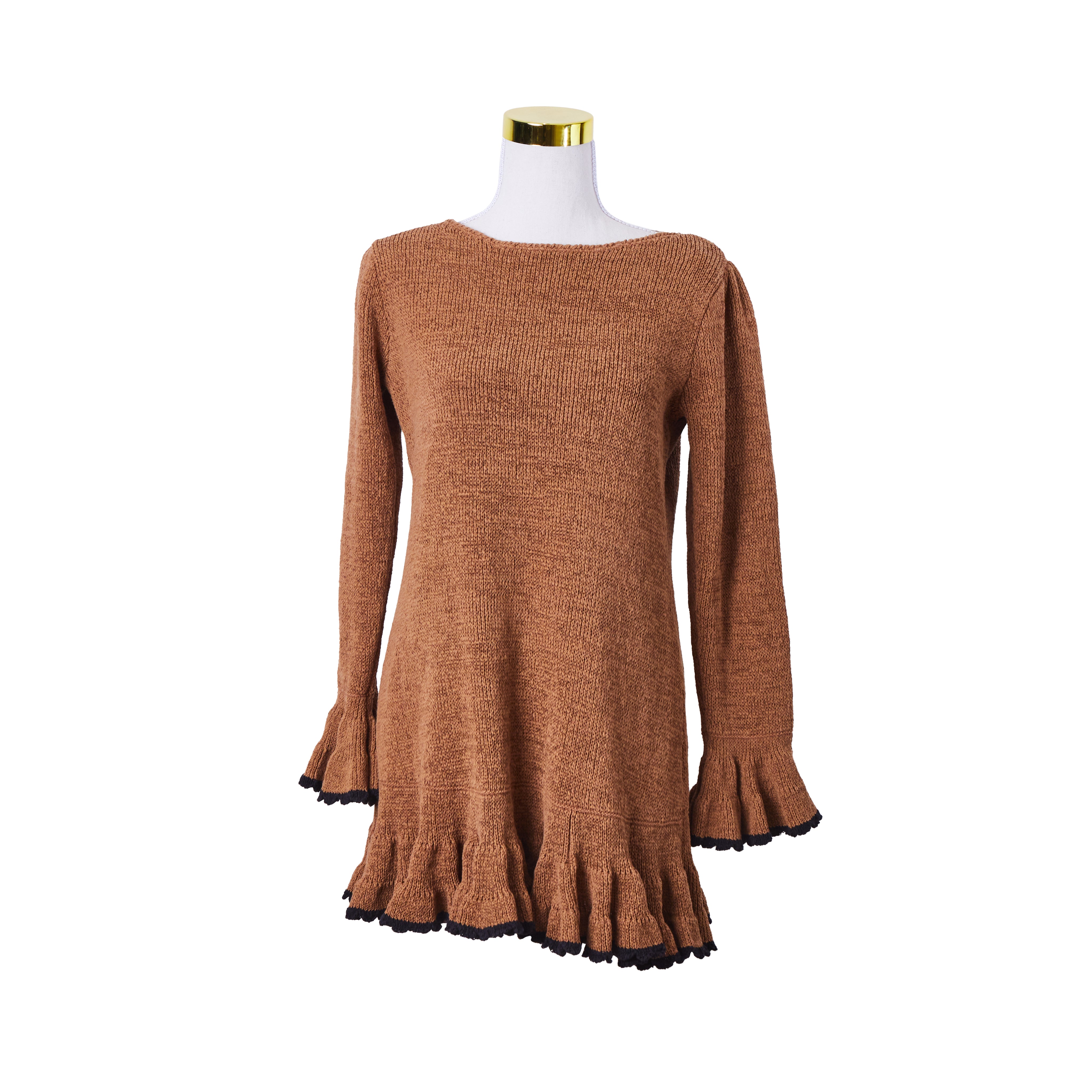 Scanlan And Theodore Brown Long Sleeve Frill Dress