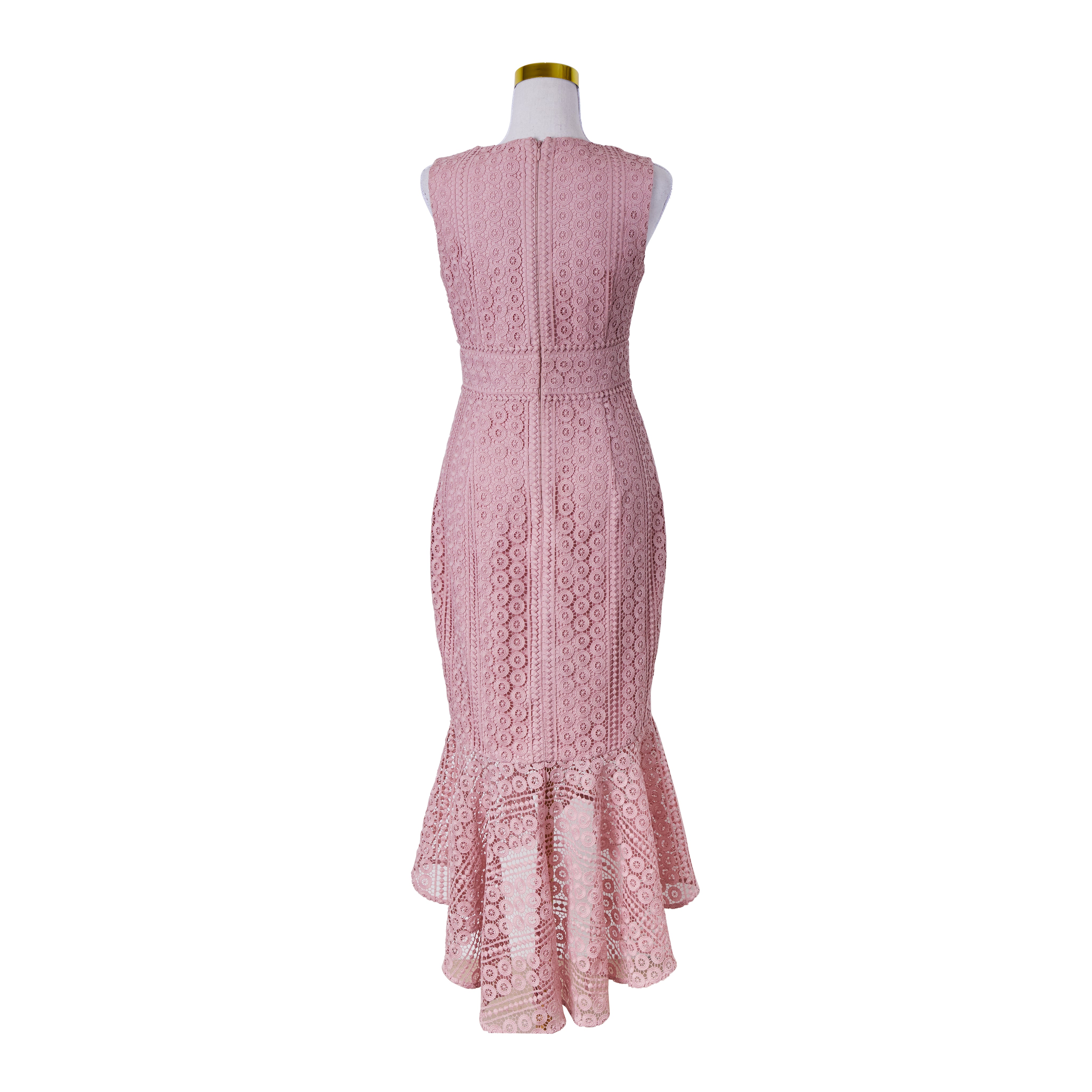 Forever New Pink Broderie Anglaise V Neck Midi Dress