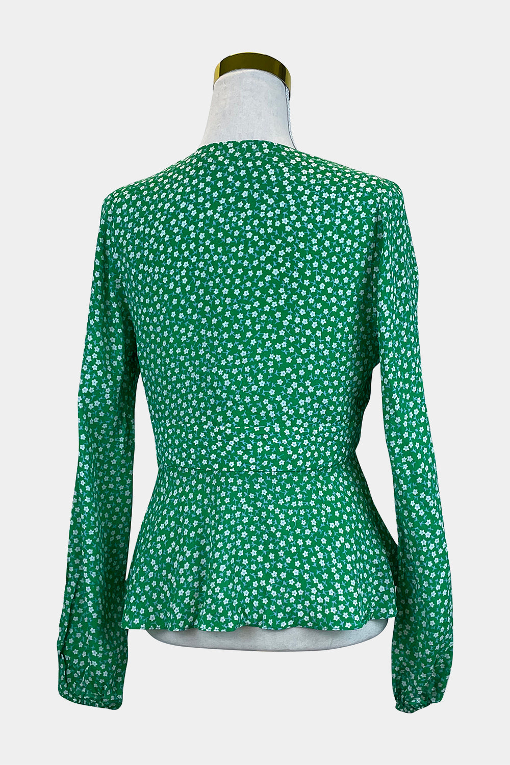 RIXO Green Floral Blouse