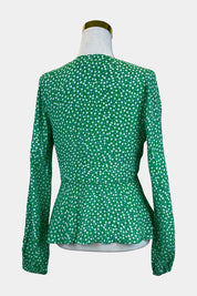 RIXO Green Floral Blouse