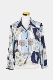 Assorted Brands Blue, Green, White Pattern Blouse