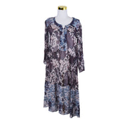 WITCHERY Burgundy, Blue and White Sheer Long Sleeve Smock Dress