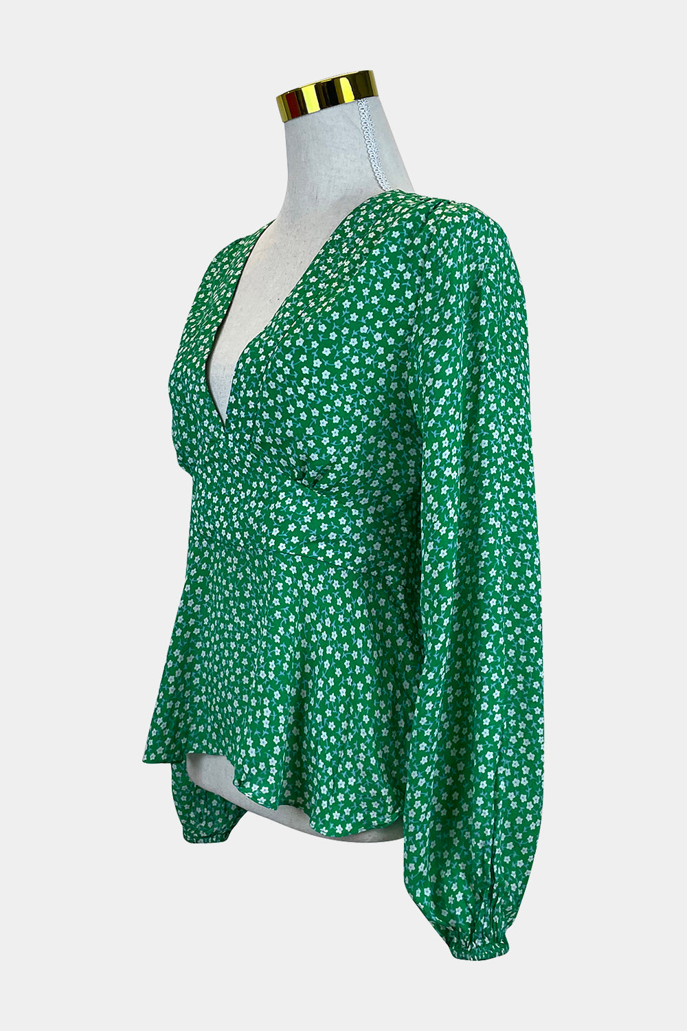 RIXO Green Floral Blouse