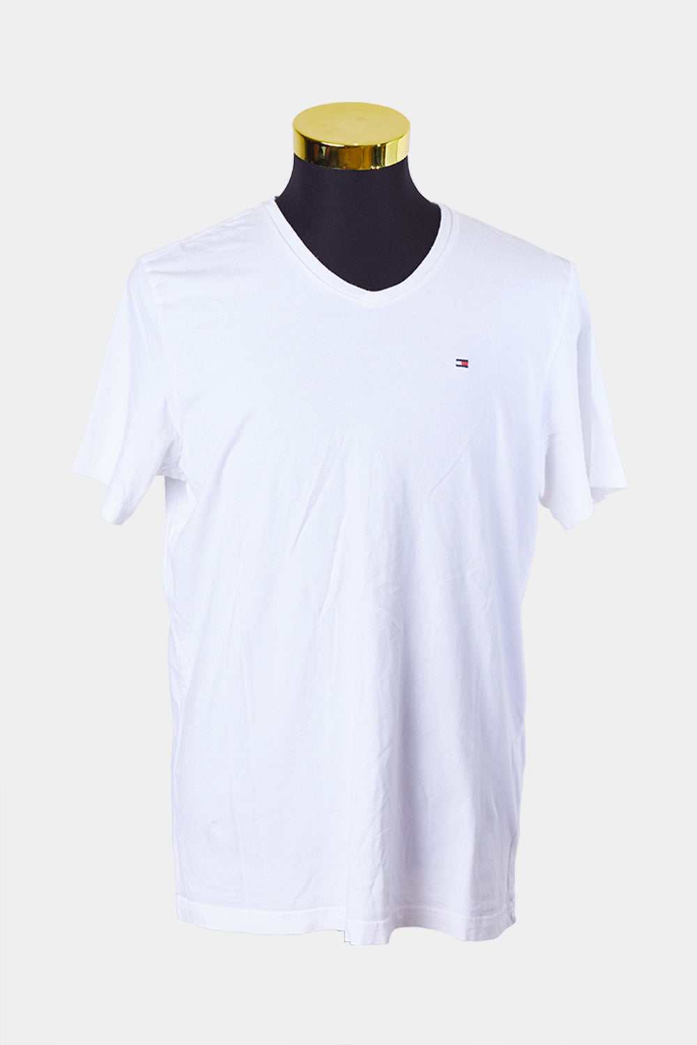 Tommy Hilfiger White V Neck T Shirt with Logo