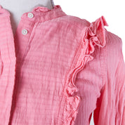 Country Road Pink High Neck Ruffle Blouse