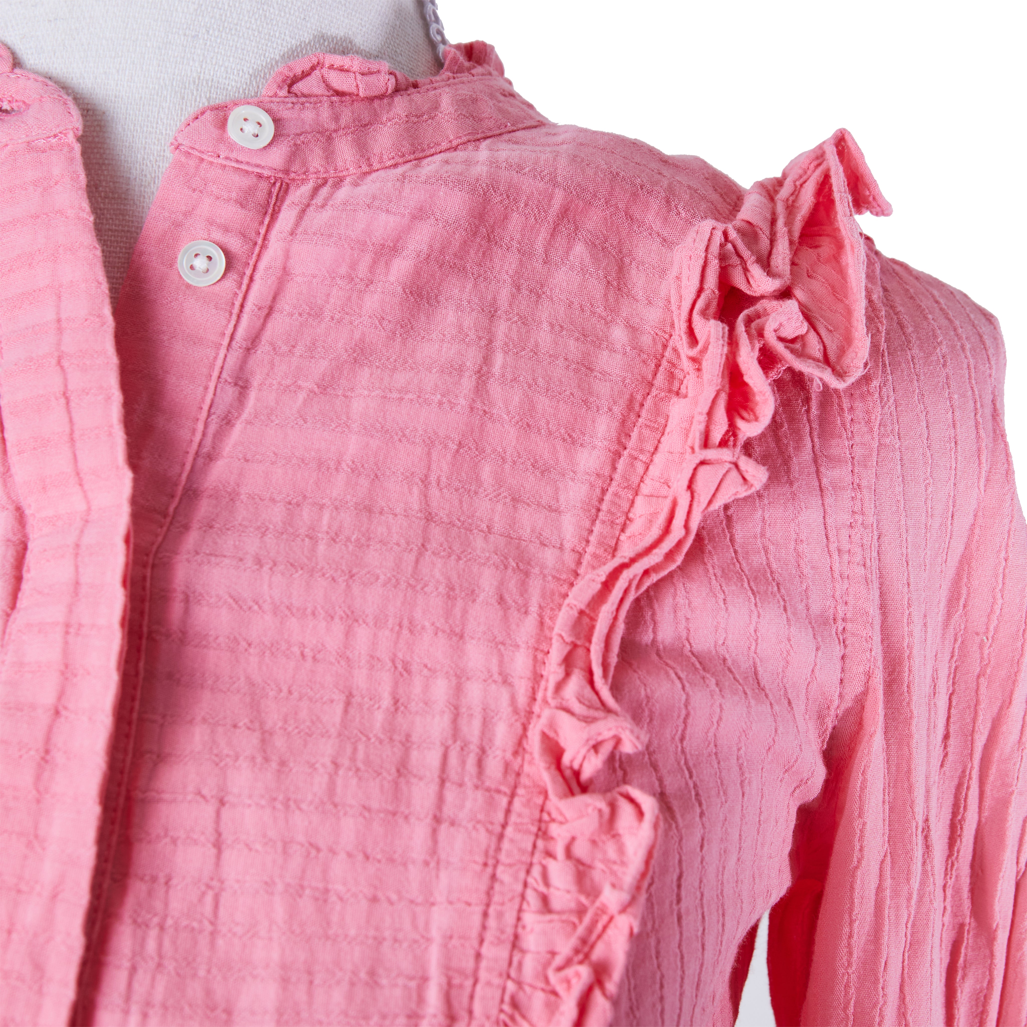 Country Road Pink High Neck Ruffle Blouse