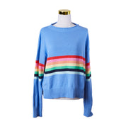 ALESSANDRA Blue and Rainbow Knit Sweater