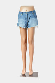 KOOKAI Faded Blue Frayed Denim Shorts