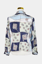 Assorted Brands Blue, Green, White Pattern Blouse