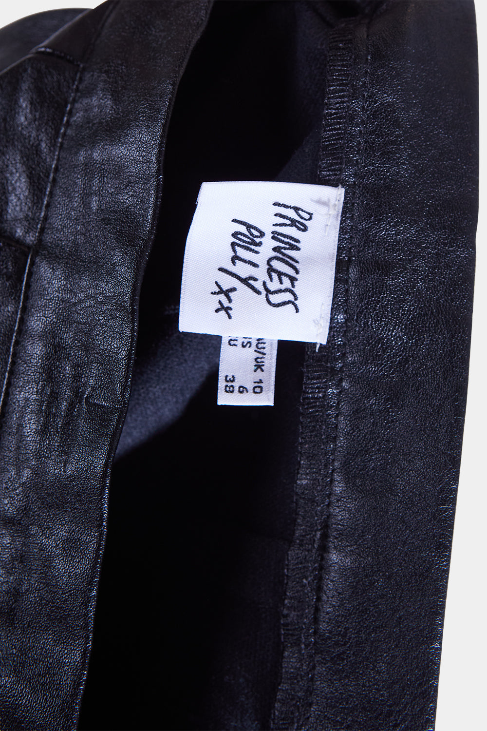 Princess Polly Black Faux Leather Pintuck Trouser