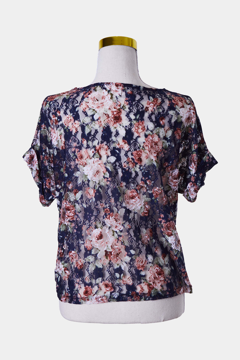 SADIE Navy Floral Lace T Shirt
