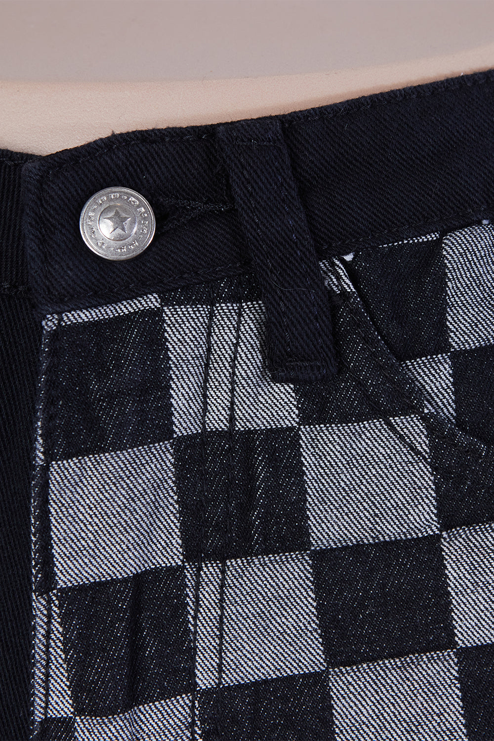 Princess Polly Black and Grey Denim Check Panel Shorts