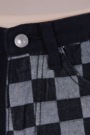 Princess Polly Black and Grey Denim Check Panel Shorts