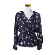 Country Road Navy Floral Print Peplum Blouse