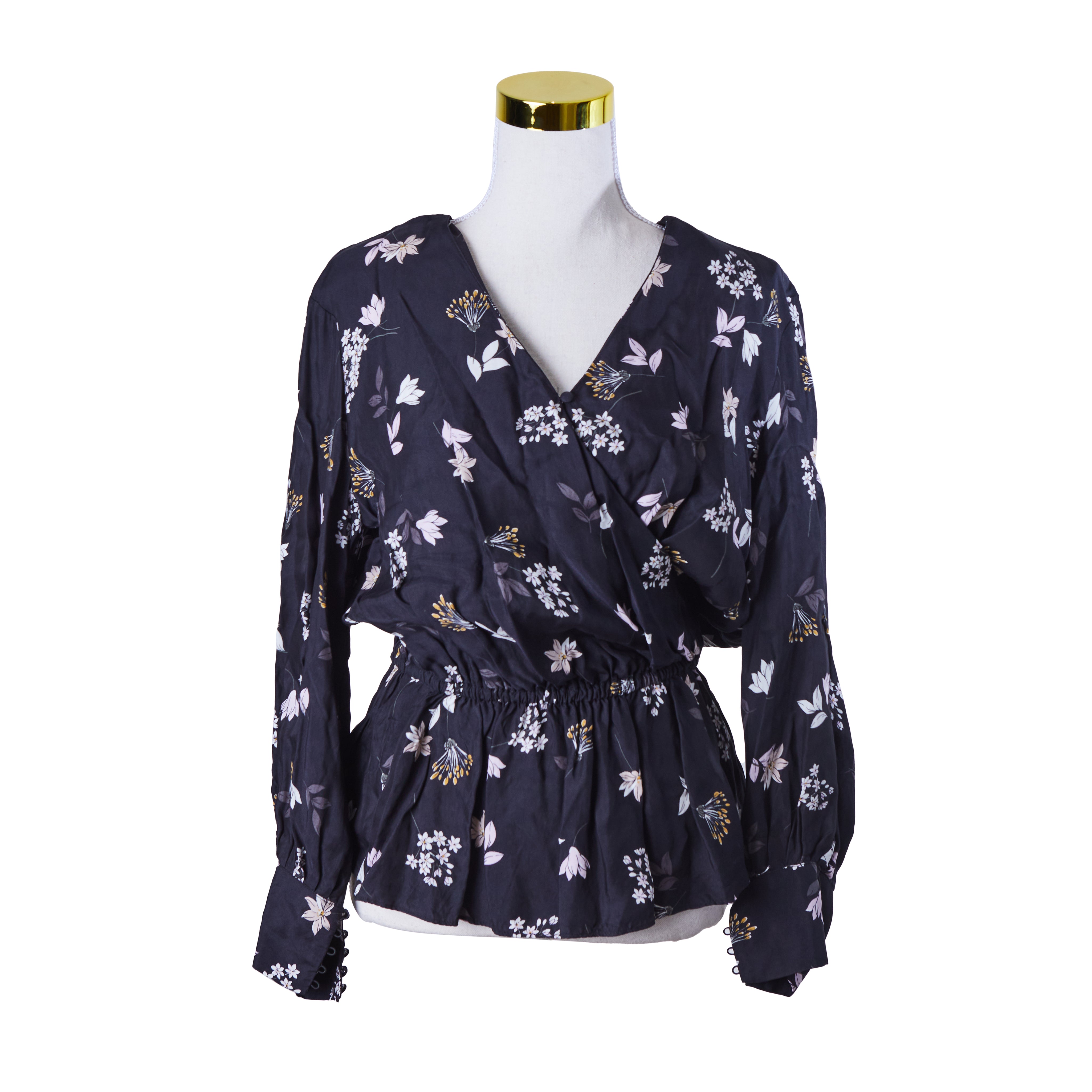 Country Road Navy Floral Print Peplum Blouse