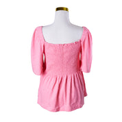 Indigo Tonic Pink Ruche Detail Peplum Top