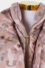 Unreal Fur Pink and Brown Camouglage Puffa Jacket