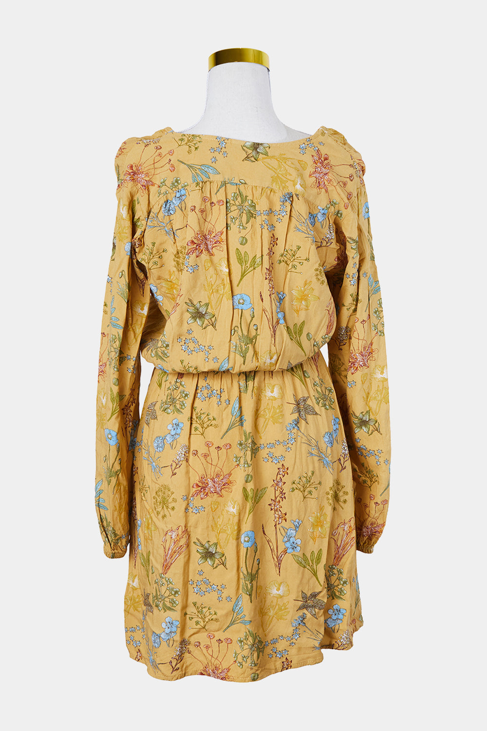 Body Flirt Yellow Drawstring Long Sleeve Dress