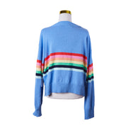 ALESSANDRA Blue and Rainbow Knit Sweater