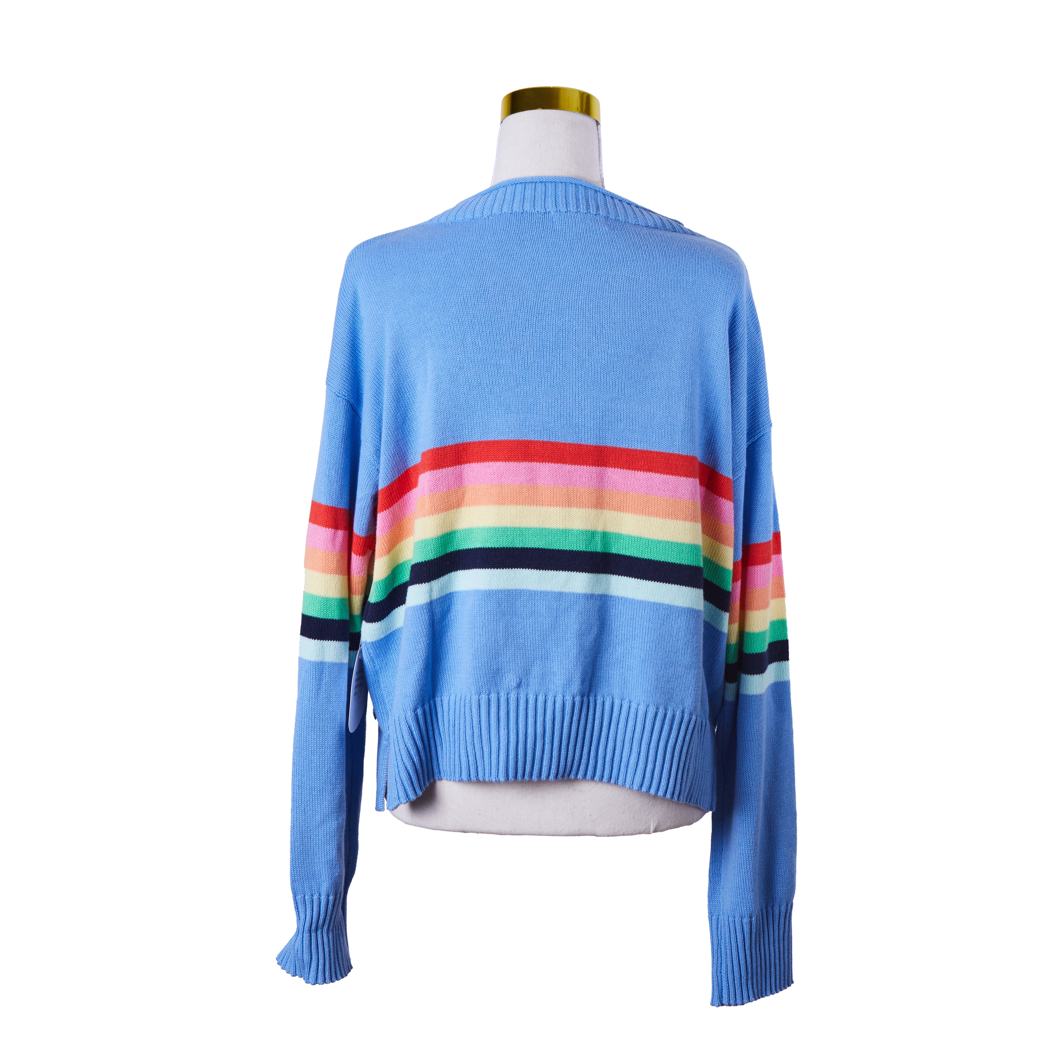 ALESSANDRA Blue and Rainbow Knit Sweater