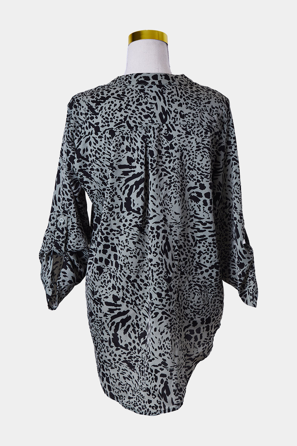 Caroline Morgan Green Cheetah Print Long Sleeve Blouse