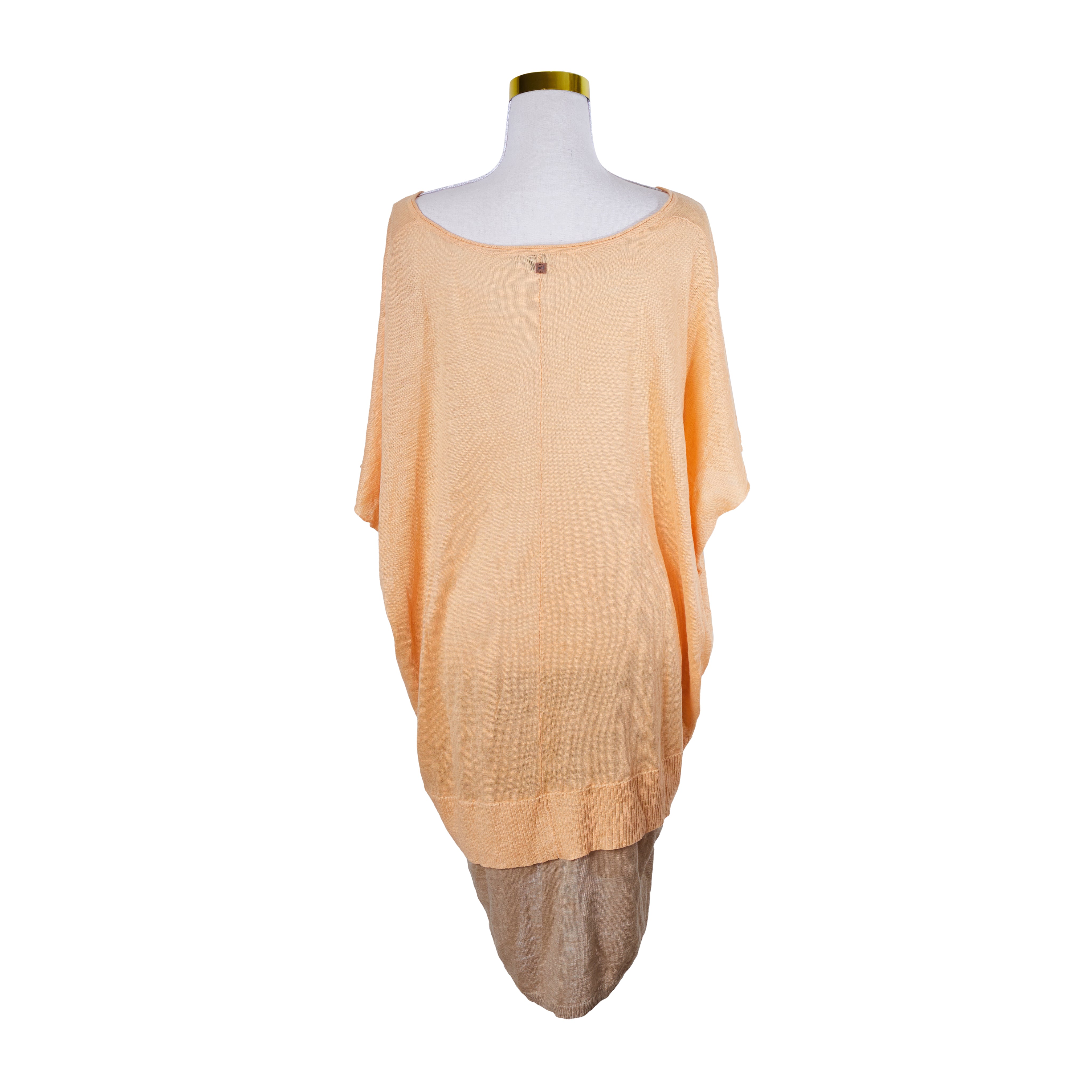 POL Orange and Brown Short Sleeve Cocoon Dress