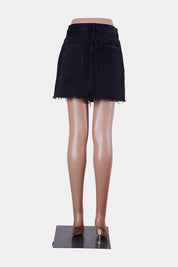 Neon Blonde Black Zip Up Denim Skirt