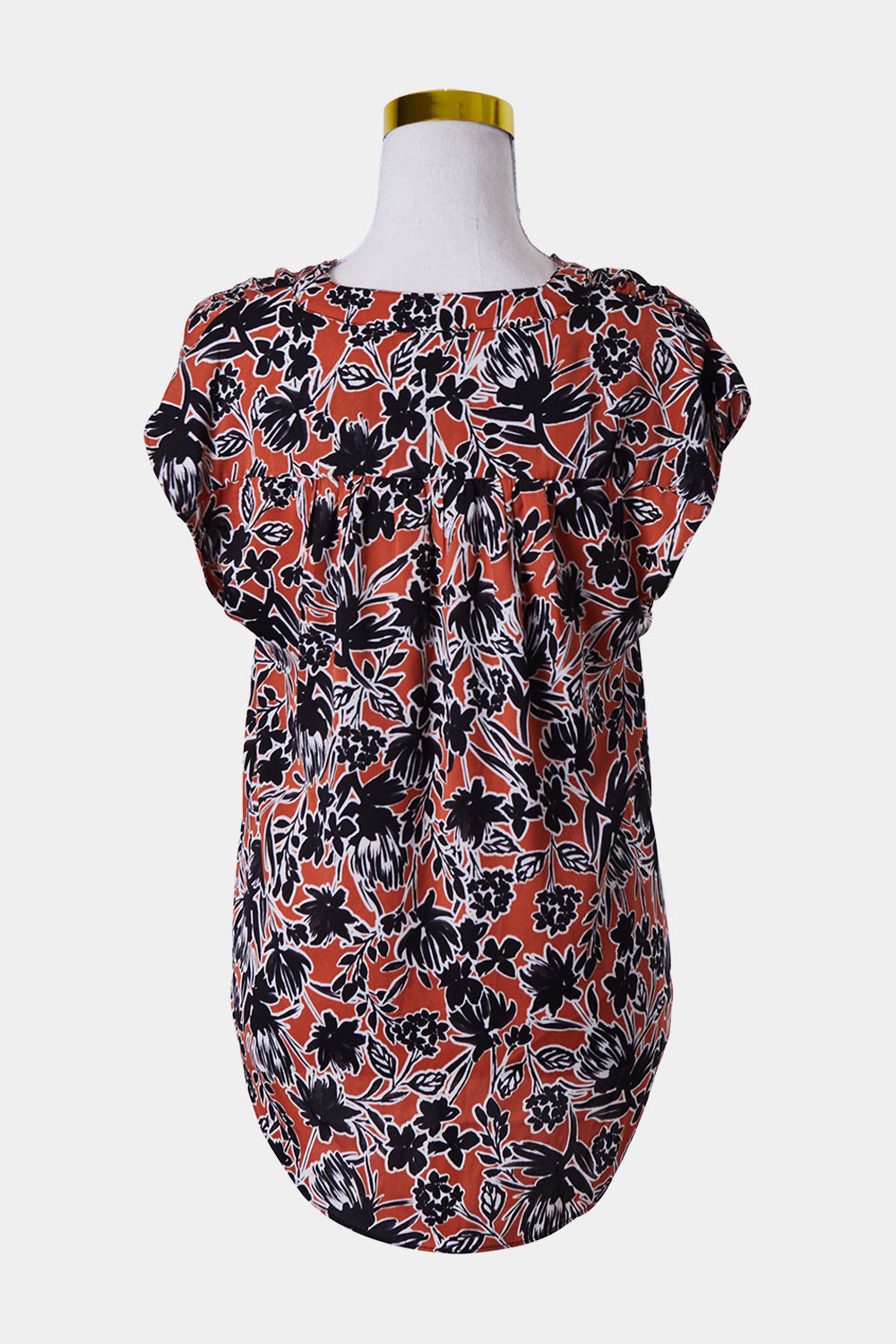 WITCHERY Orange and Black Pattern Sleeveless Blouse