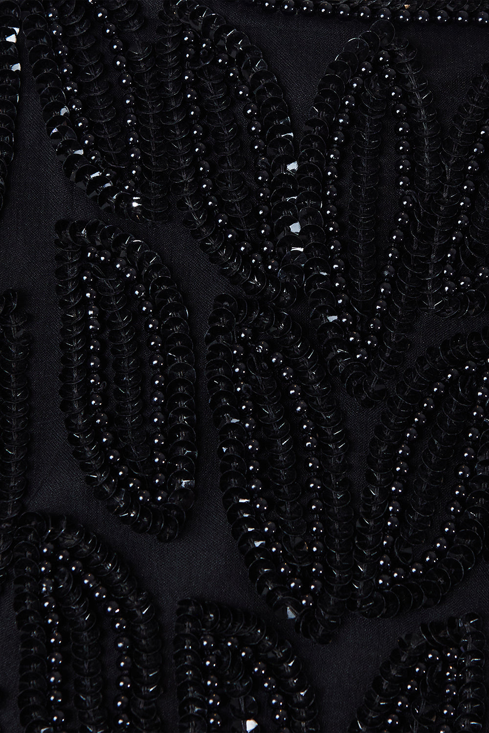 Laurence Kazar Black Sequin and Beaded Silk Midi Dress