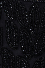 Laurence Kazar Black Sequin and Beaded Silk Midi Dress