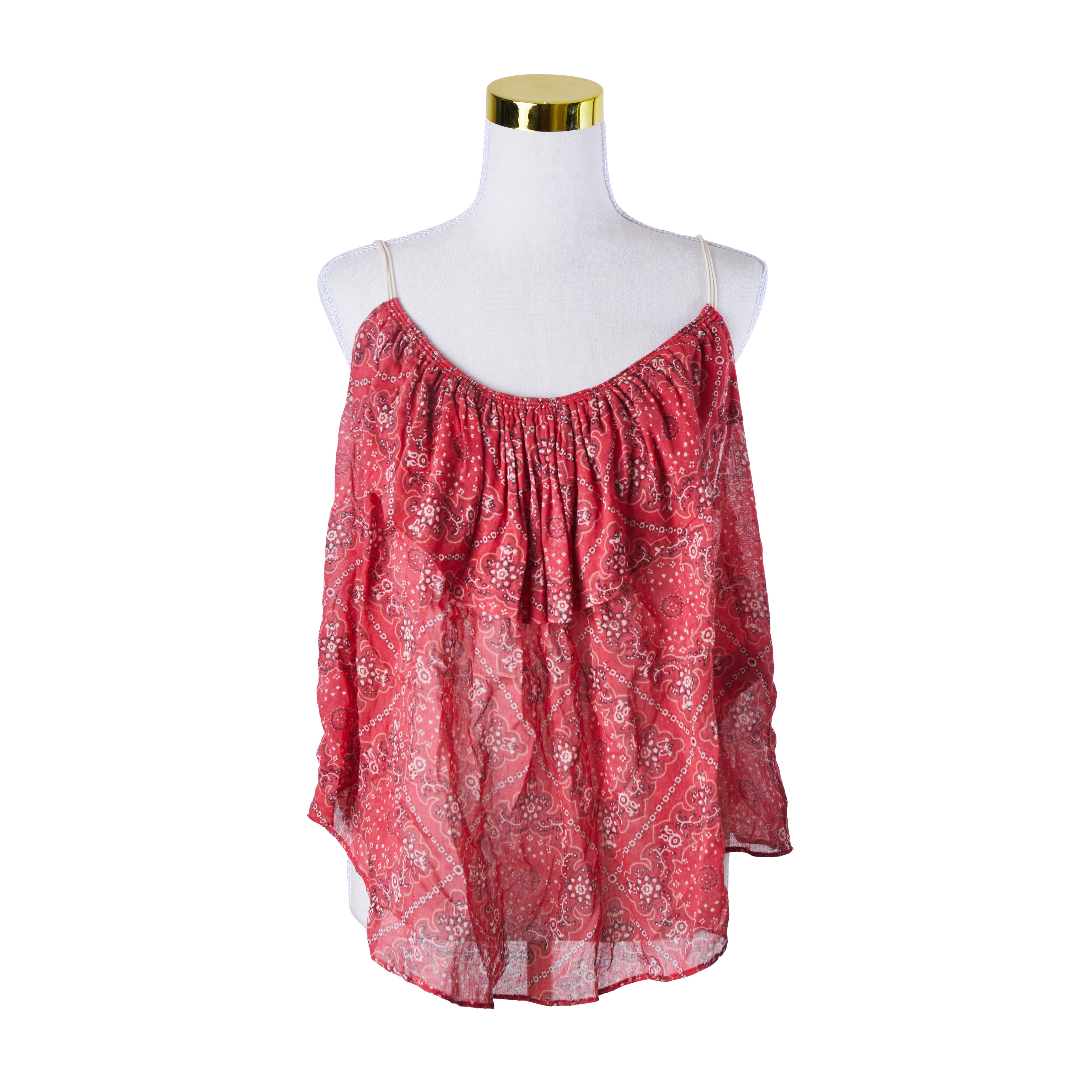 Isabel Marant Etoile Red Paisley Loose Spaghetti Strap Blouse