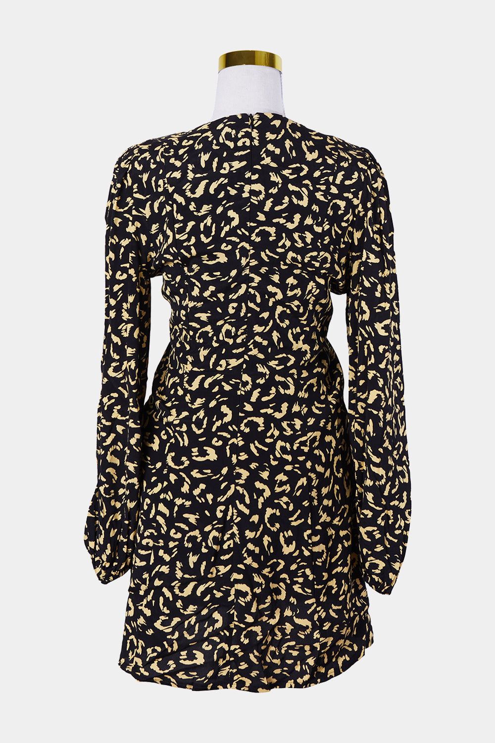KOOKAI Black and Yellow Print Long Sleeve Dress