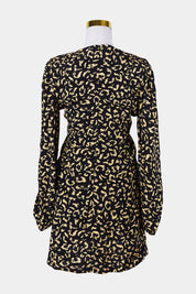 KOOKAI Black and Yellow Print Long Sleeve Dress