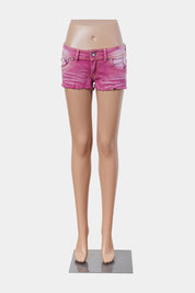 DOLLHOUSE Pink Embellished Denim Shorts