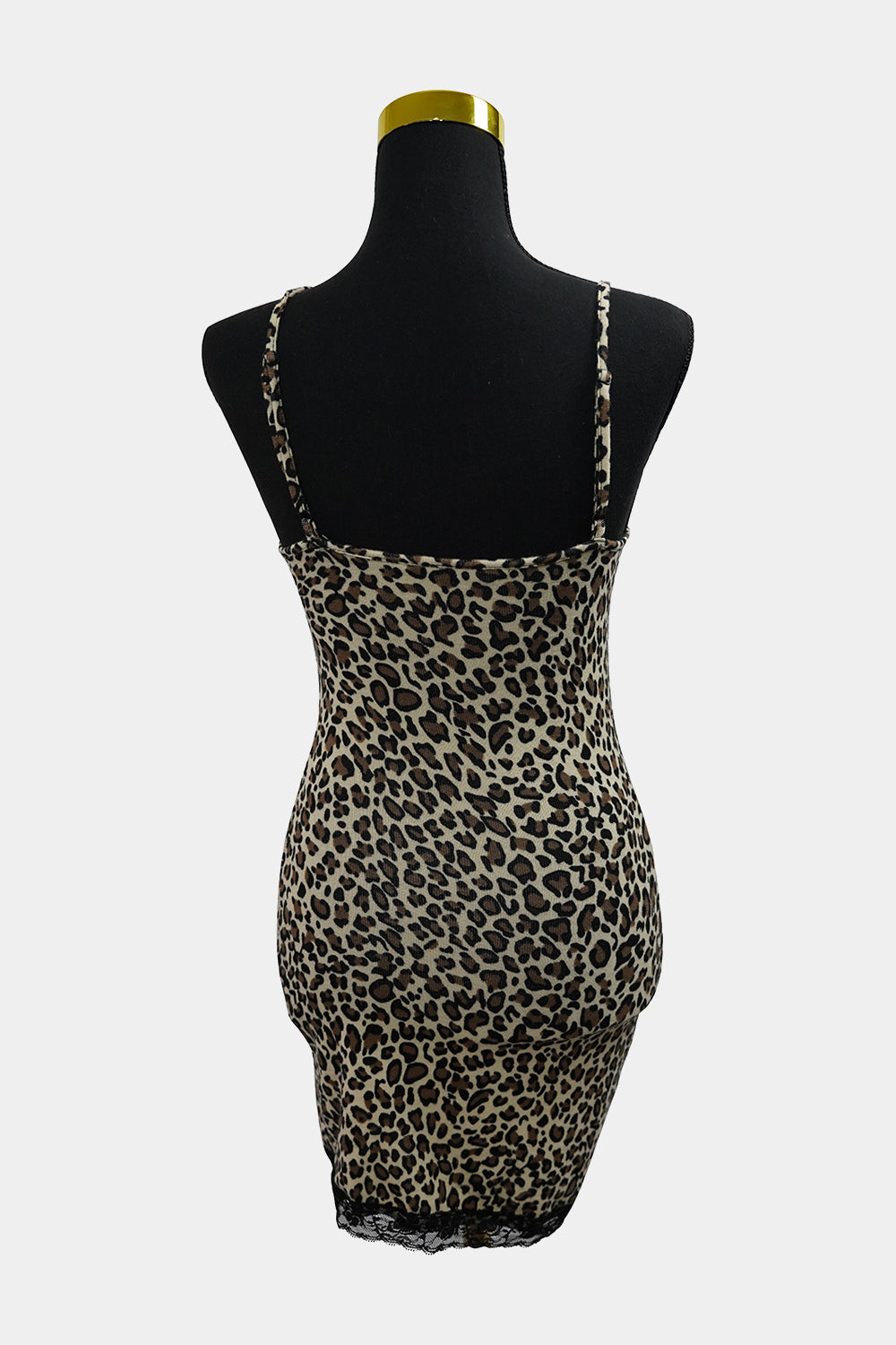 SHEIN Leopard Mini Dress with Lace Trimming