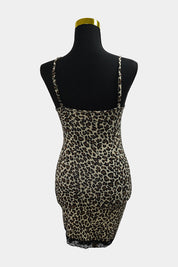 SHEIN Leopard Mini Dress with Lace Trimming