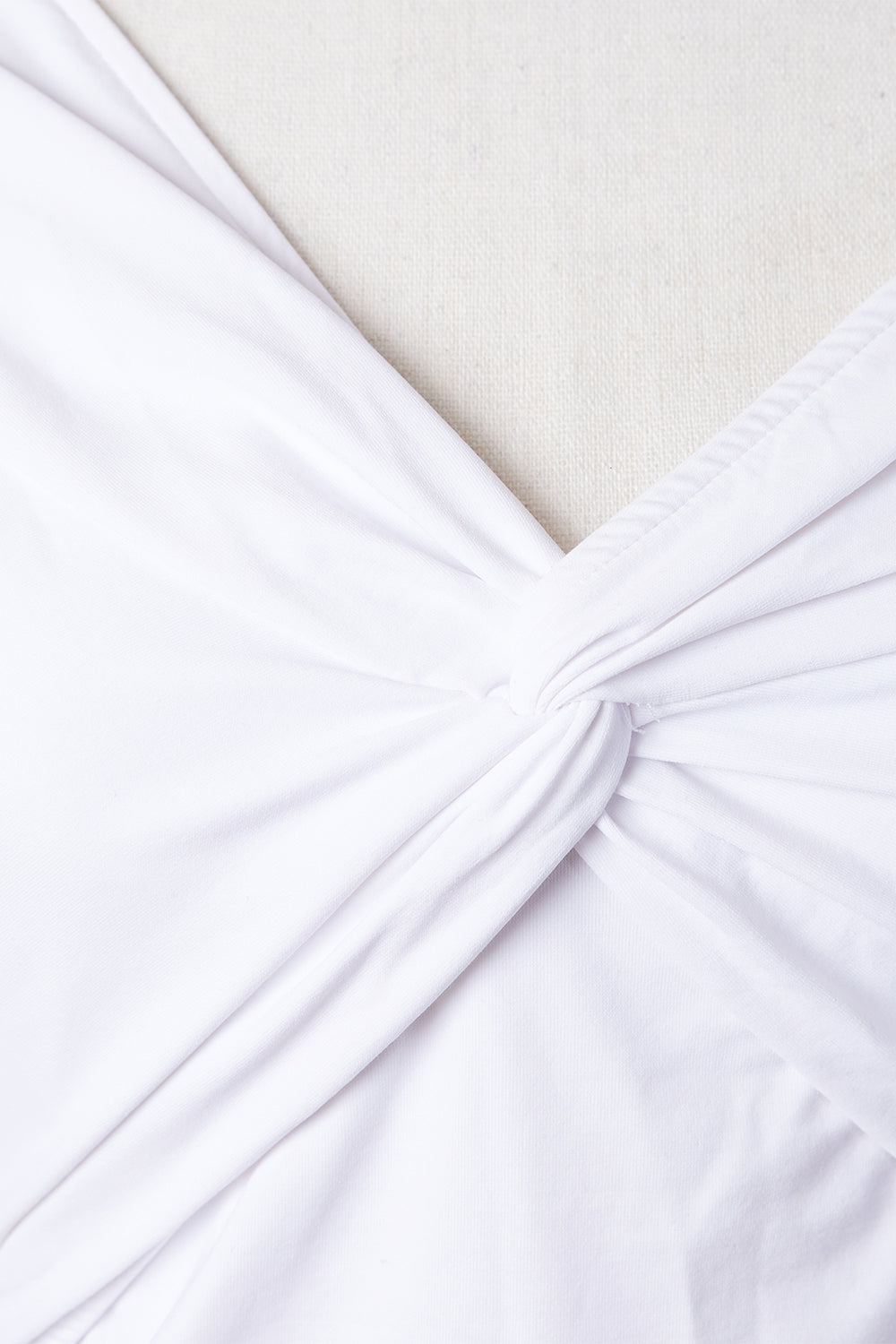 KOOKAI White Knot Front Long Sleeve Crop Top