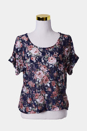 SADIE Navy Floral Lace T Shirt