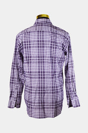 Etro Milano Dark Purple Plaid Button Down Shirt