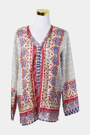 Johnny Was Pattern, Multi Button Down Silk Blouse